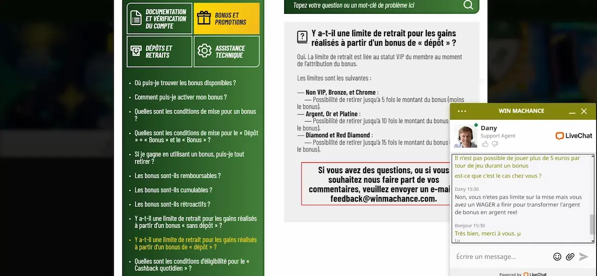 Support client machance