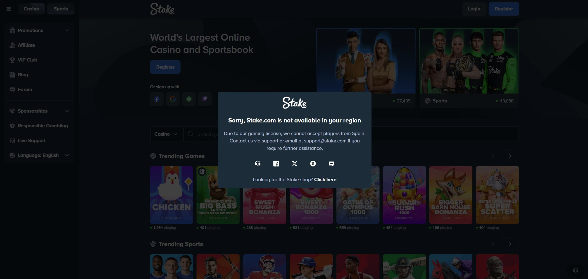 Stake - Country Restriction