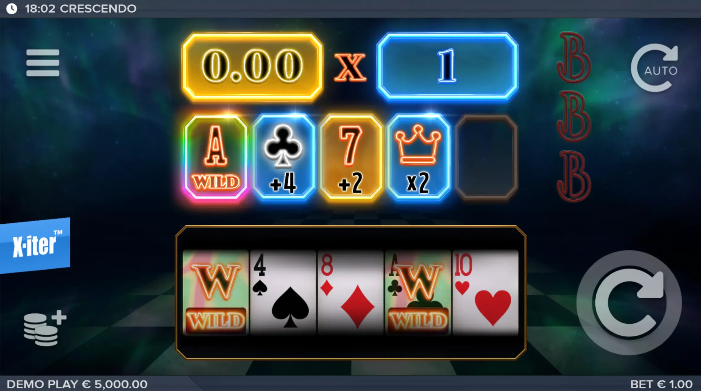 A distribuição do slot funciona da seguinte forma: cinco colunas e 1 linha.