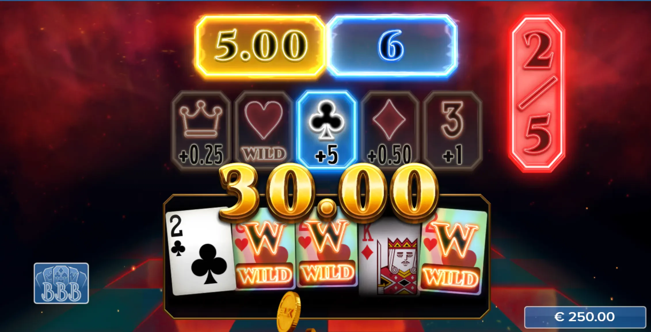 A animação ao conseguir uma vitória nas rodadas grátis.