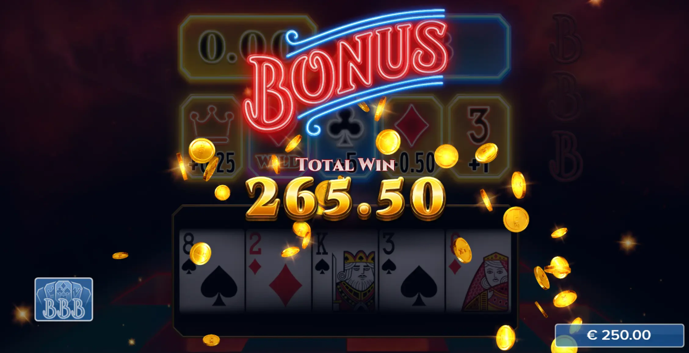 Essa é a tela ao final das rodadas grátis e mostra o valor ganho acumulado.