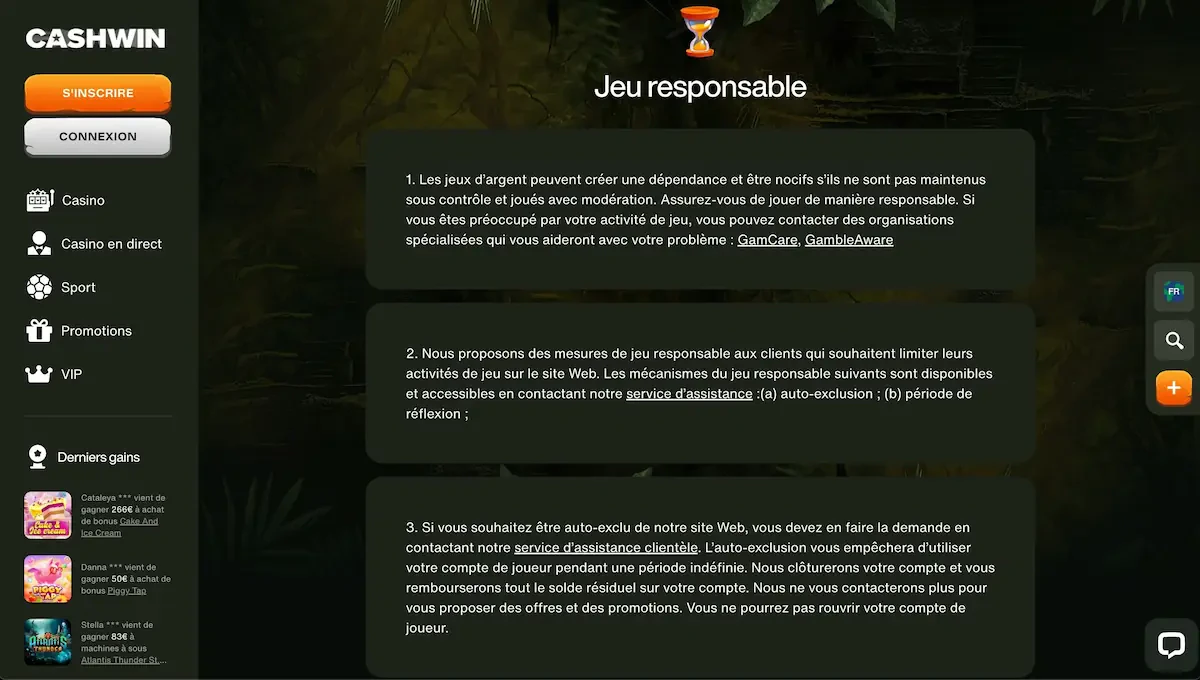 jeu responsable cashwin