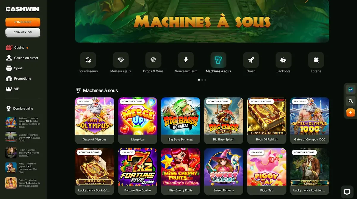 machines à sous cashwin
