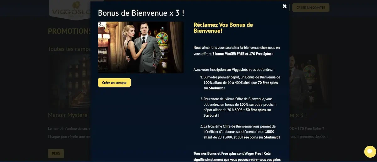 Le bonus de bienvenue de Viggoslots