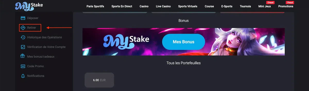 Retrait MyStake
