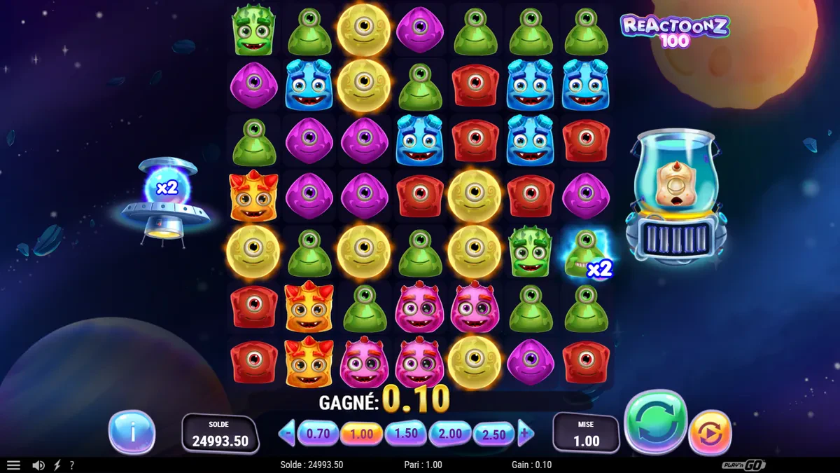 symboles fluctuants sur reactoonz 100