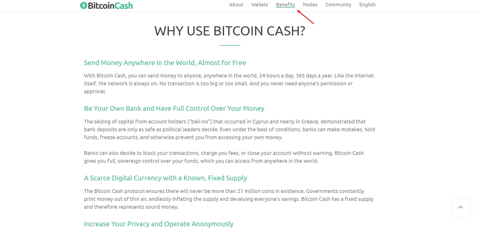 Bitcoin Cash Benefits
