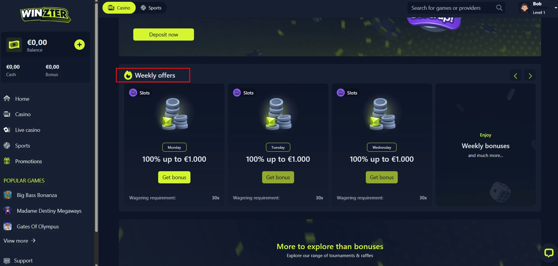 Winzter Bonuses and Promotions