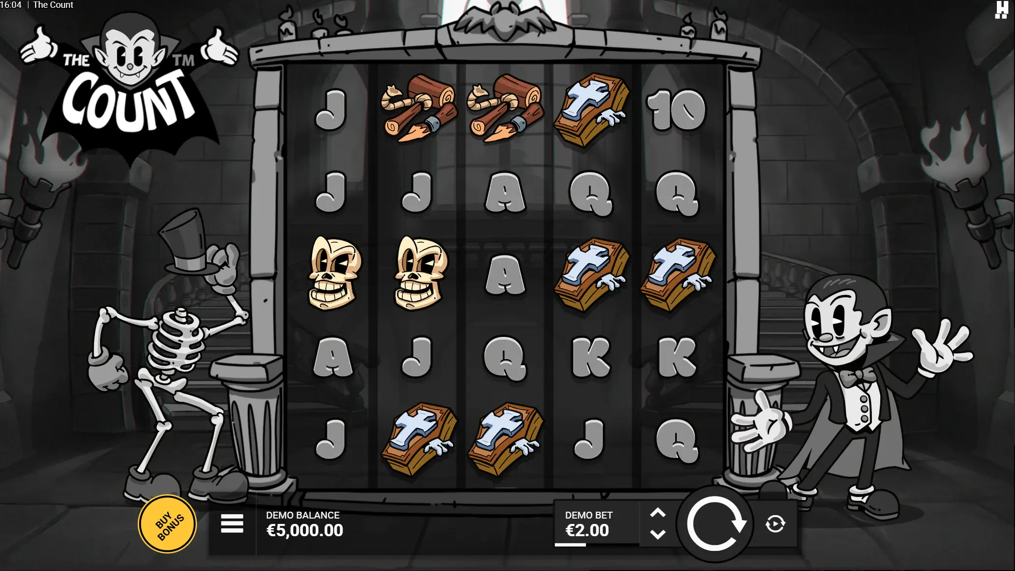 A distribuição do slot funciona da seguinte forma: cinco colunas e cinco linhas.