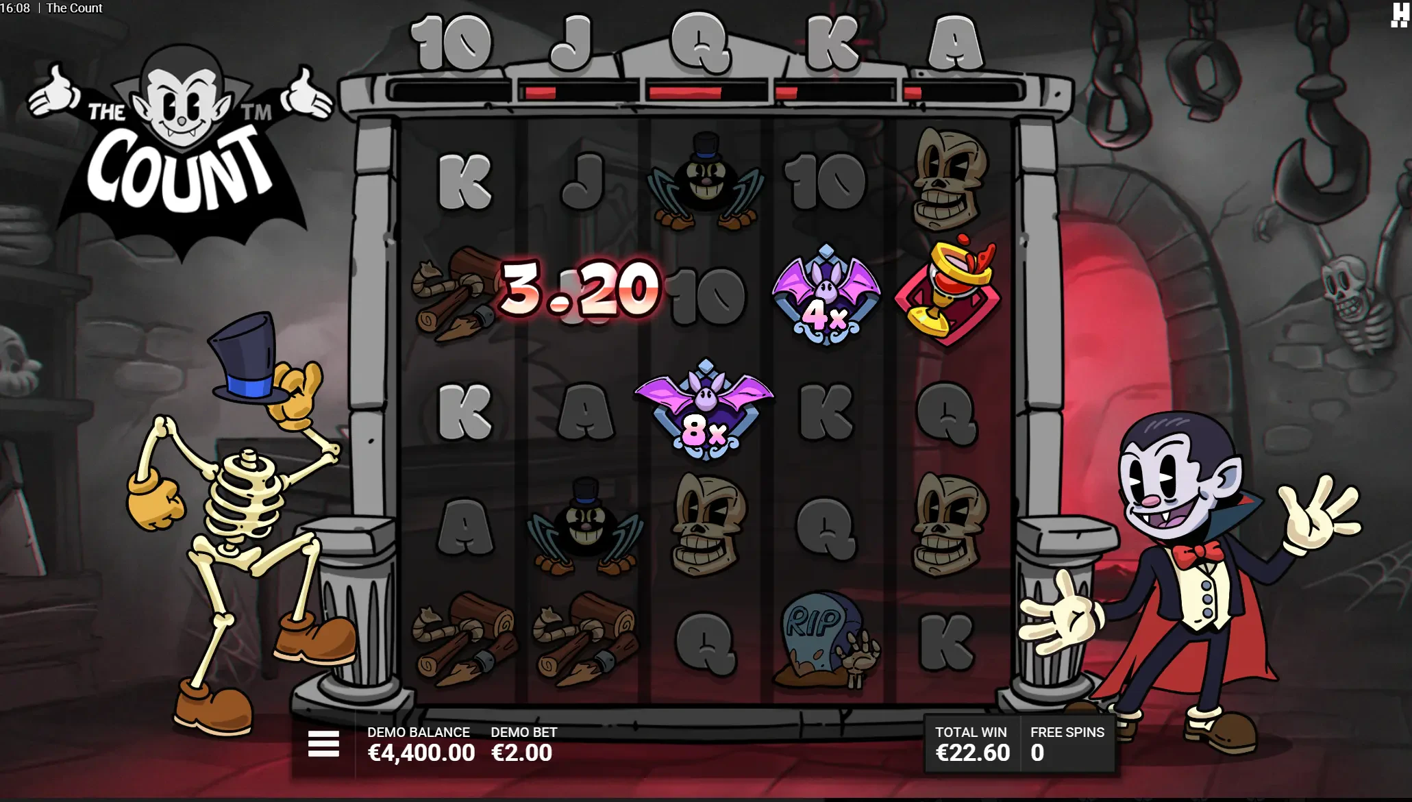 A animação ao conseguir uma vitória nas rodadas grátis.