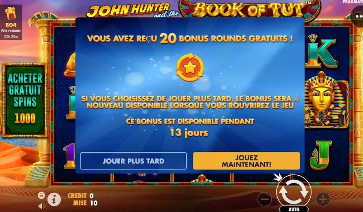 John Hunter and the book of tut machine à sous