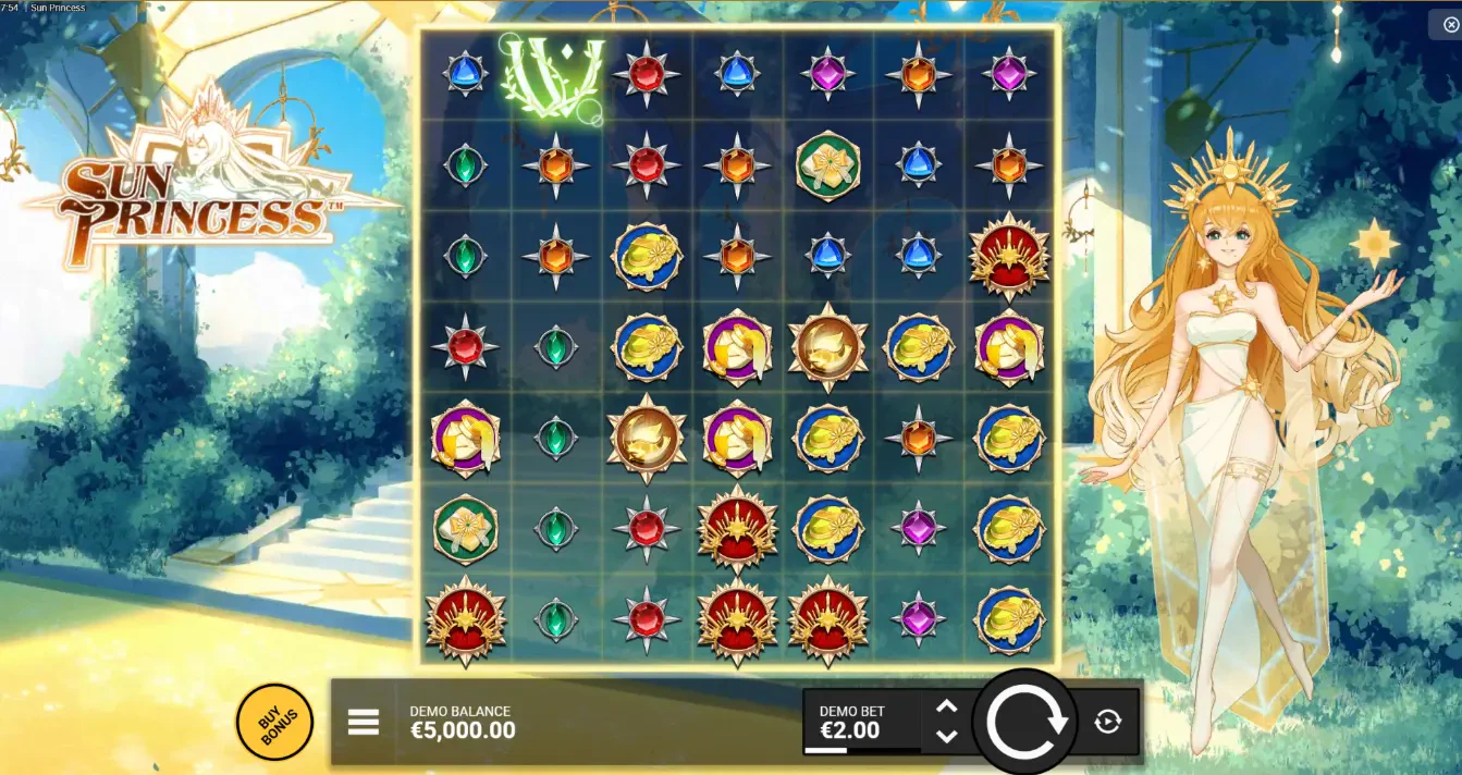 A distribuição do slot funciona da seguinte forma: sete colunas e sete linhas.