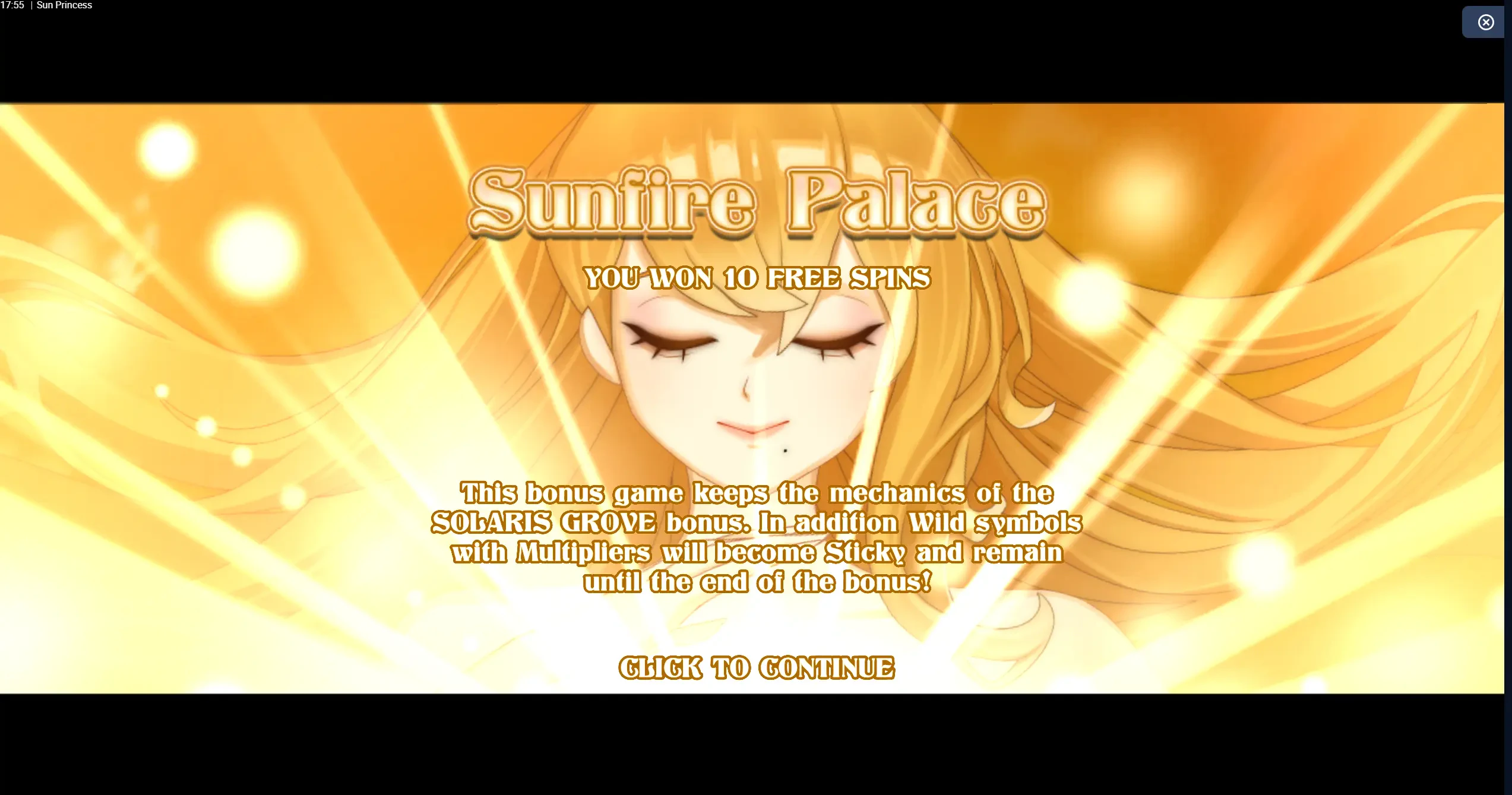 Tela exibida ao acumular os símbolos necessários para ativar as rodadas grátis.