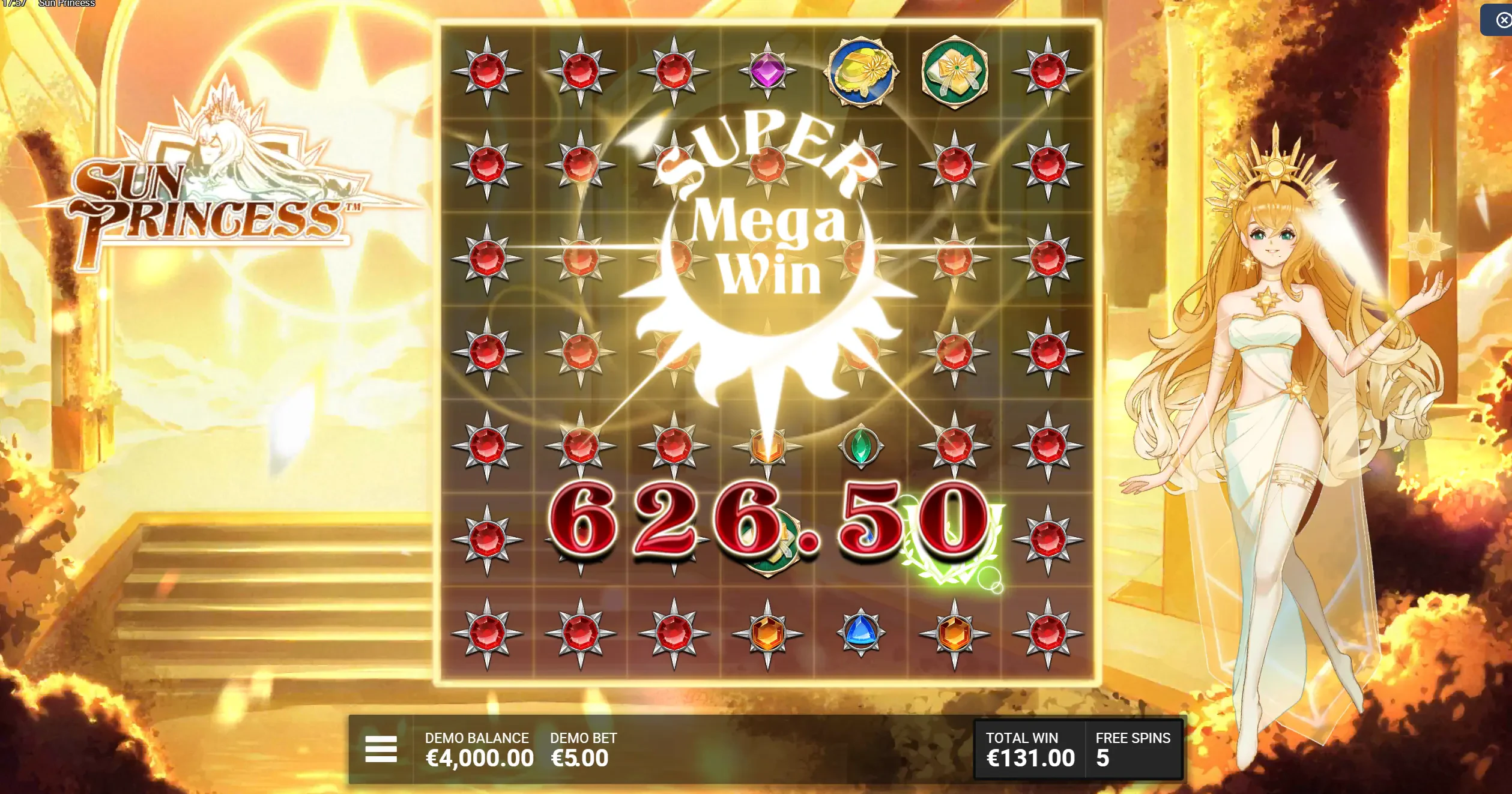 A animação ao conseguir uma vitória nas rodadas grátis.