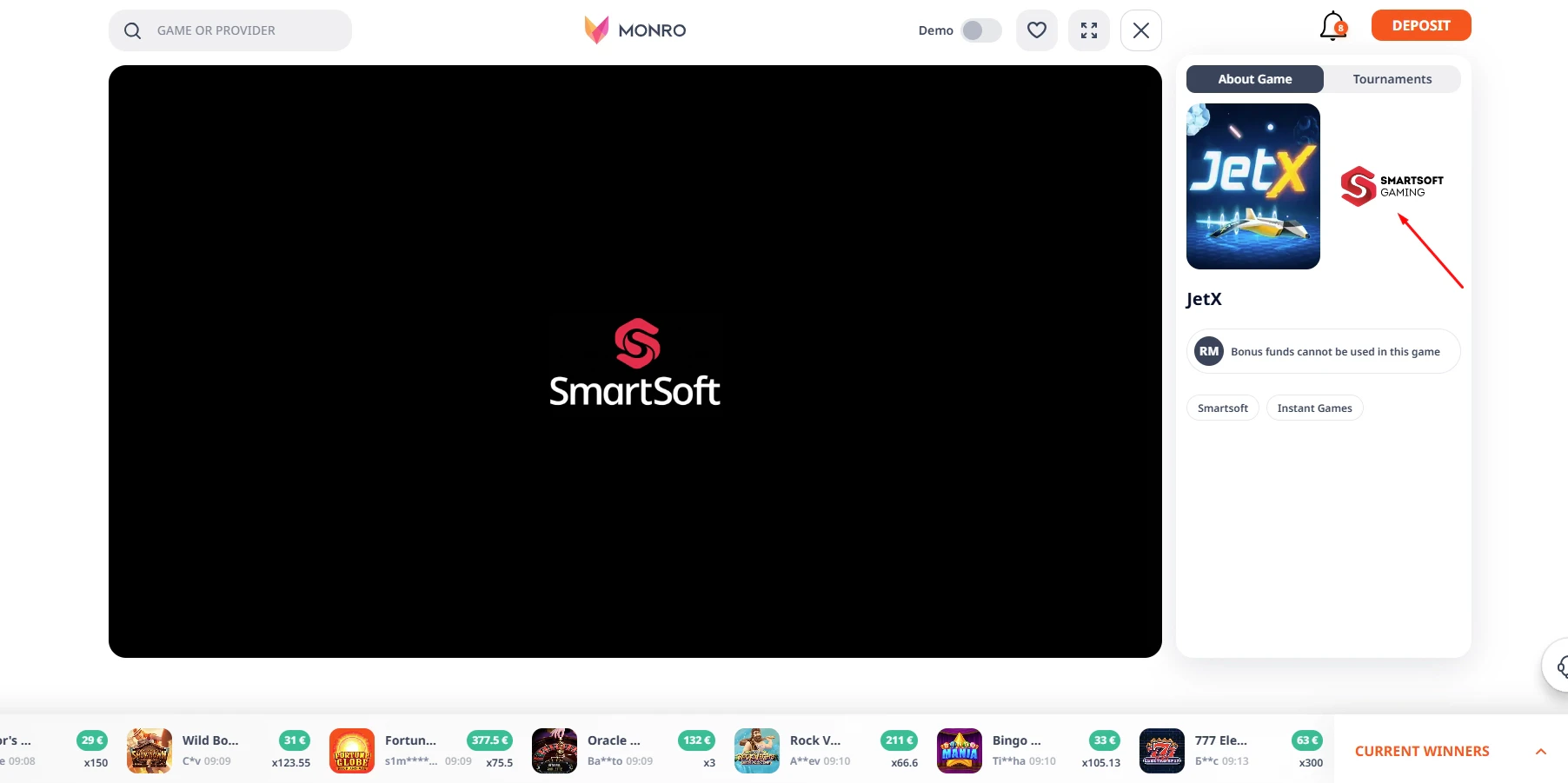 JetX Demo Mode