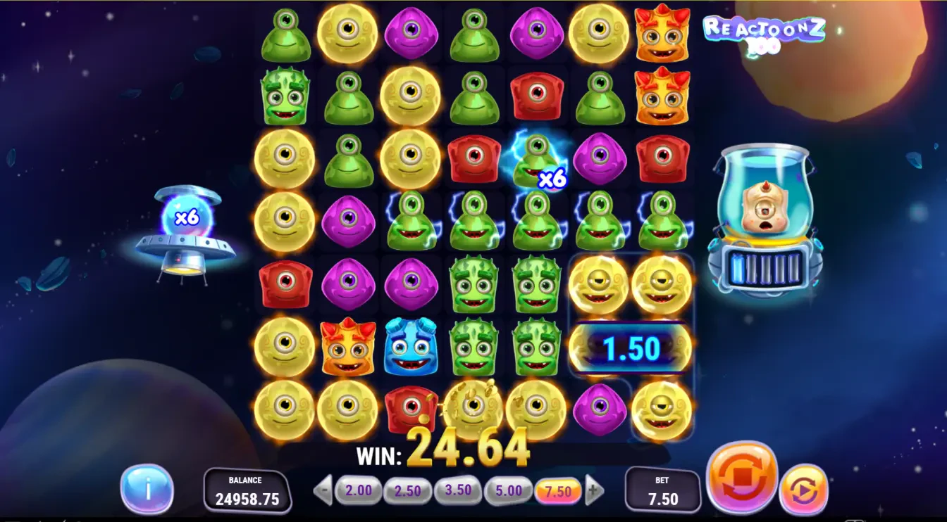 Confira qual é a tela durante quando novos símbolos surgem e os multiplicadores são aumentados