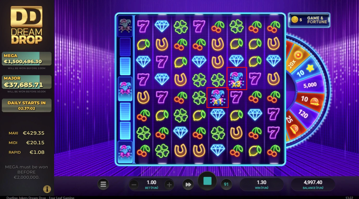 Dueling Jokers Dream Drop Feature Symbols