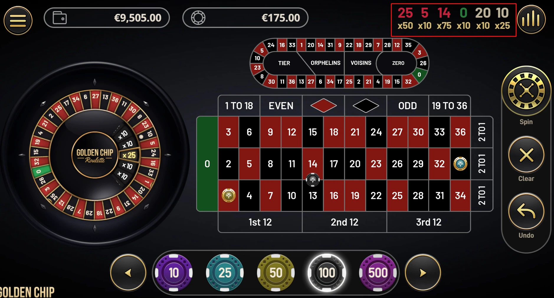 Golden Chip Roulette Multiplier Wheel