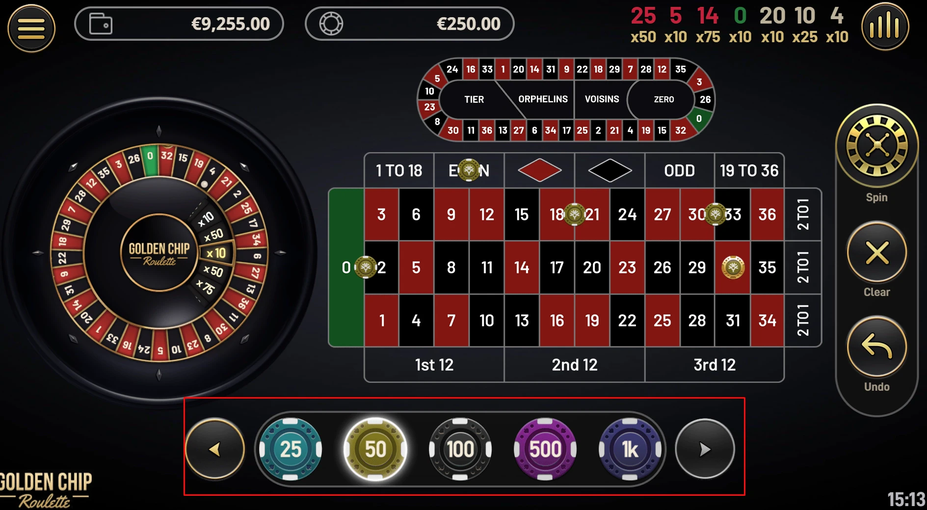 Golden Chip Roulette Demo Mode