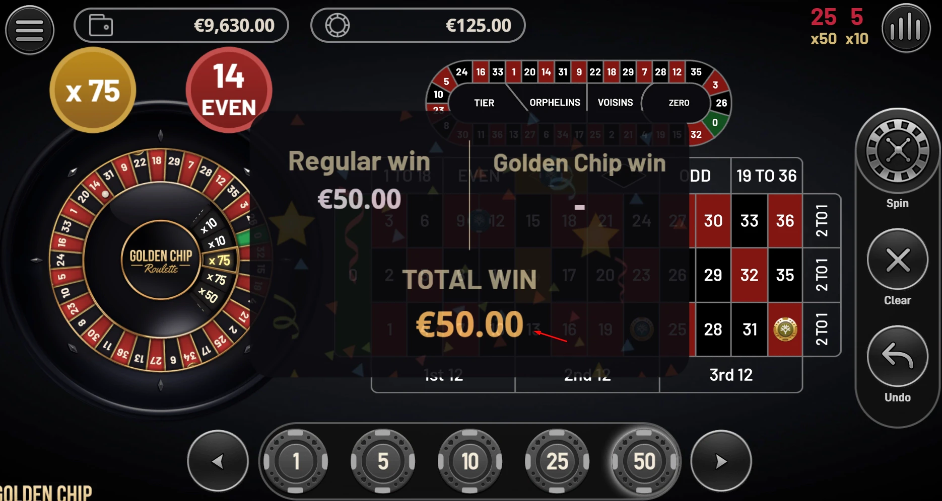 Golden Chip Roulette Total Win