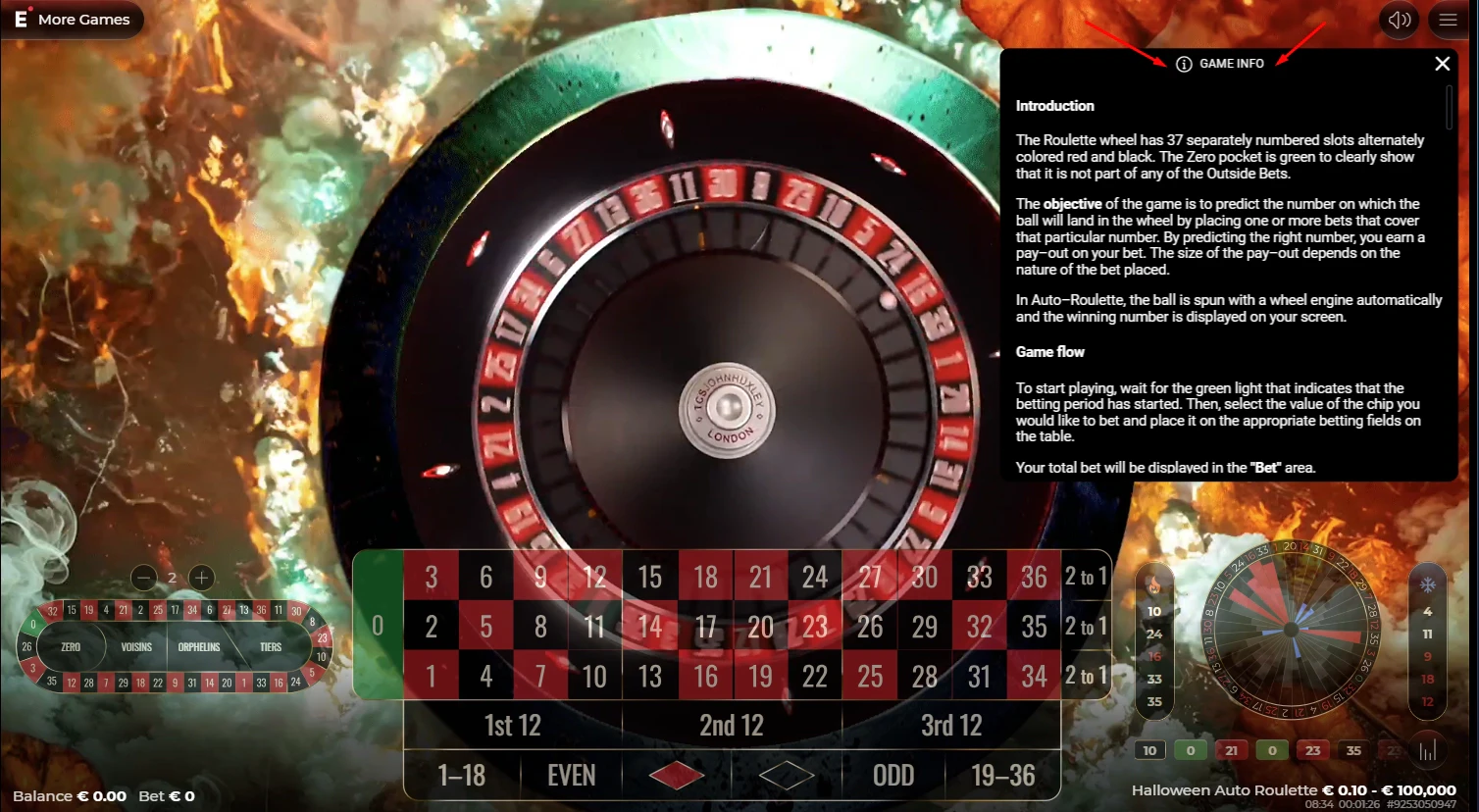 Halloween Auto Roulette Game Info