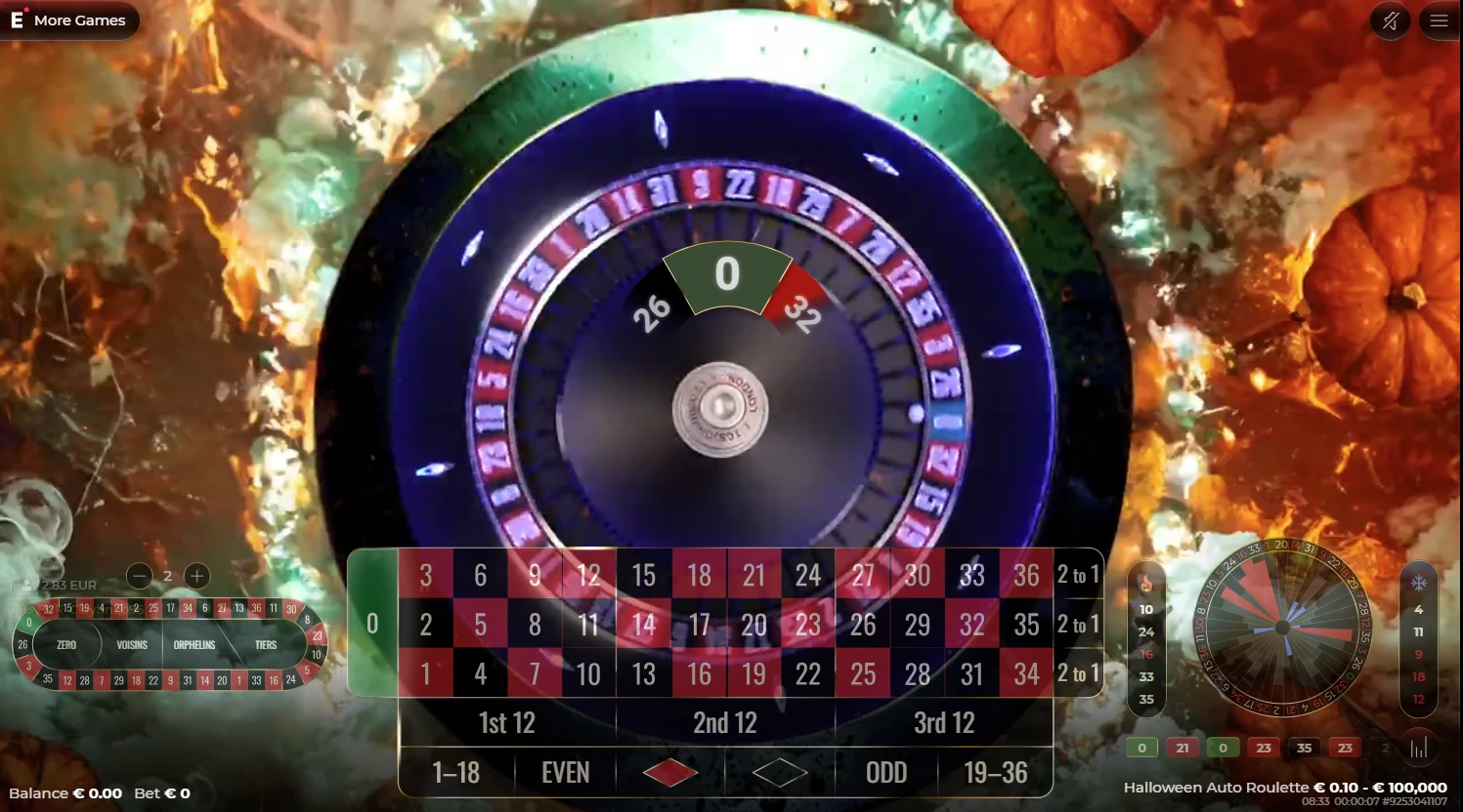 Halloween Auto Roulette Game Options