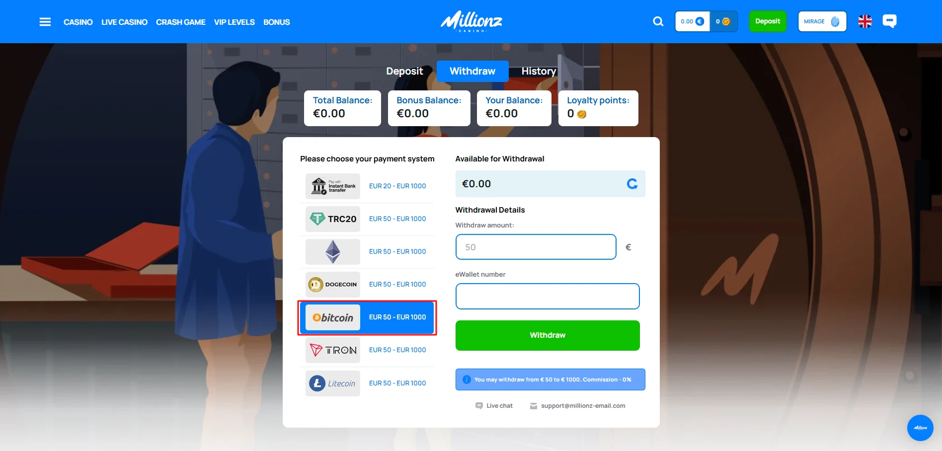 Millionz - Withdrawal Page