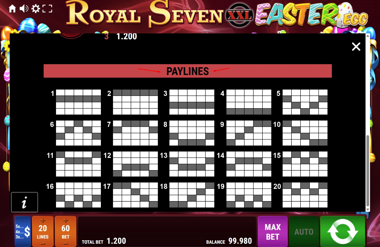 Royal Seven XXL Easter Egg Paylines