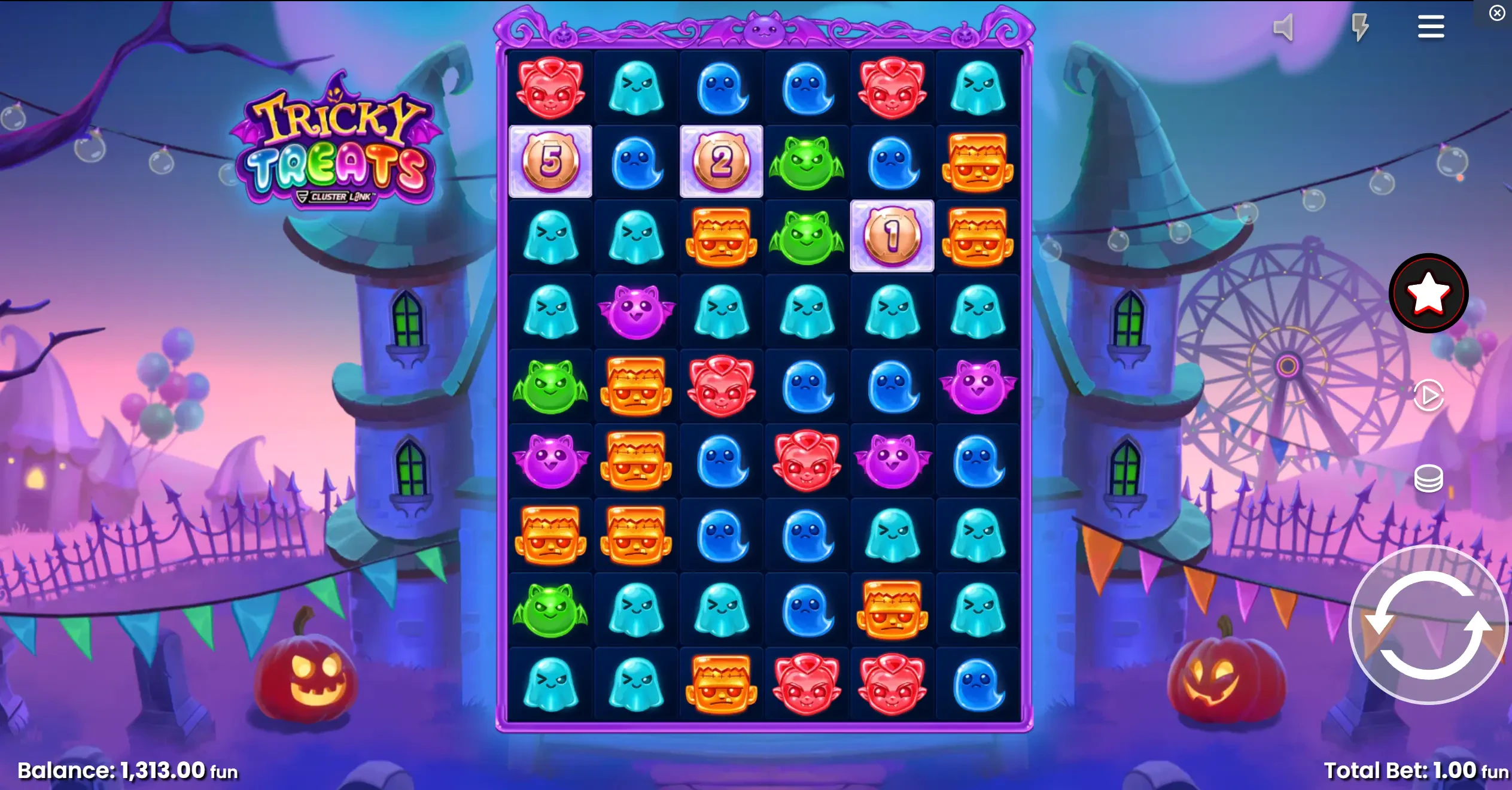 A distribuição do slot funciona da seguinte forma: seis colunas e nove linhas.