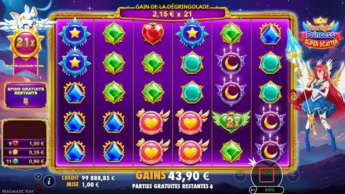 multiplicateur global en FS sur starlight princess super scatter