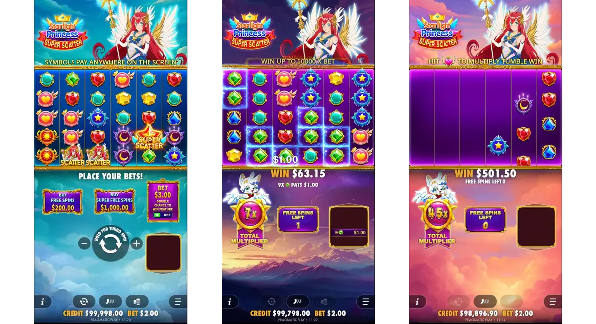 starlight princess super scatter sur mobile