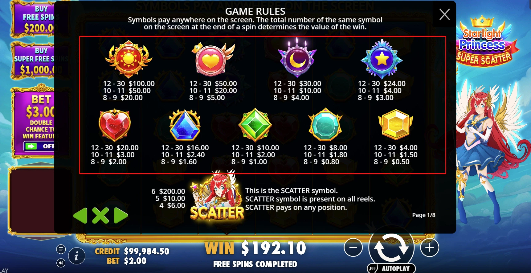 Starlight Princess Super Scatter