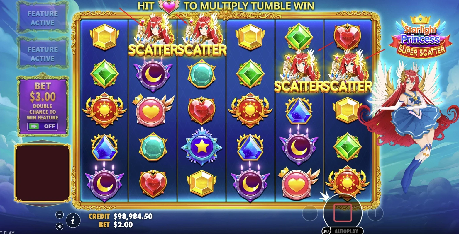 Starlight Princess Super Scatter Feature Symbols