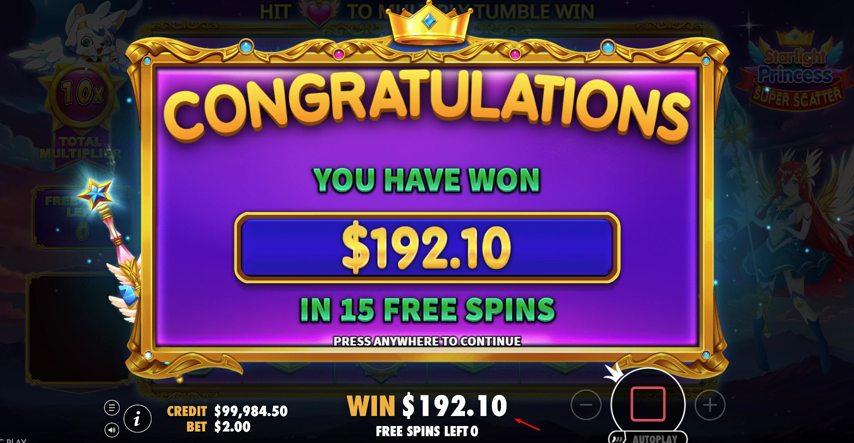 Starlight Princess Super Scatter Big Win