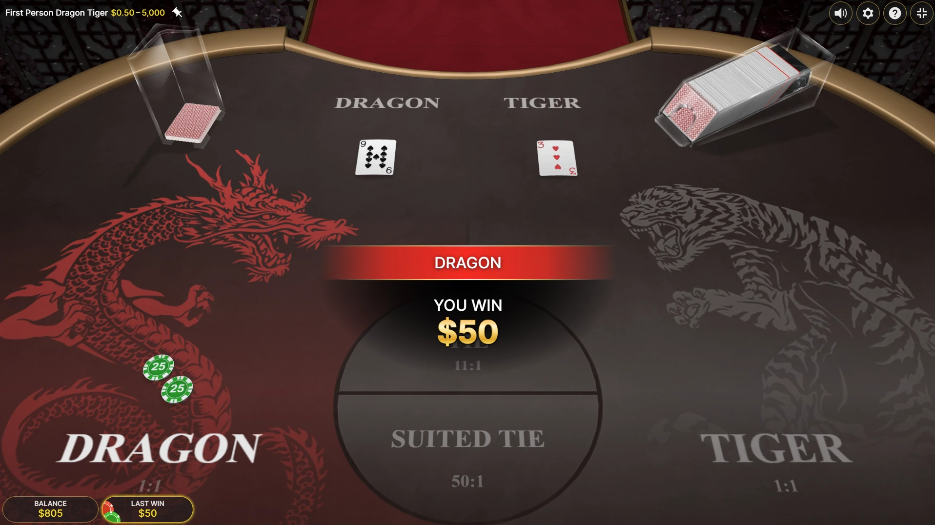 First Person Dragon Tiger - Evolution Gaming