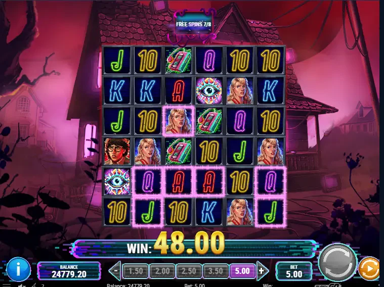 Tela ao Conseguir Ganhos: a animação ao conseguir uma vitória nas rodadas grátis.