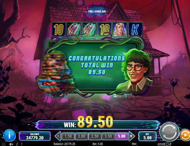 Ganhos das Rodadas Grátis: essa é a tela ao final das rodadas grátis e mostra o valor ganho acumulado.