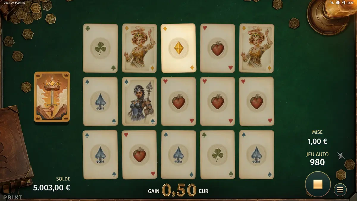 carte de couronnement sur deck of scurra