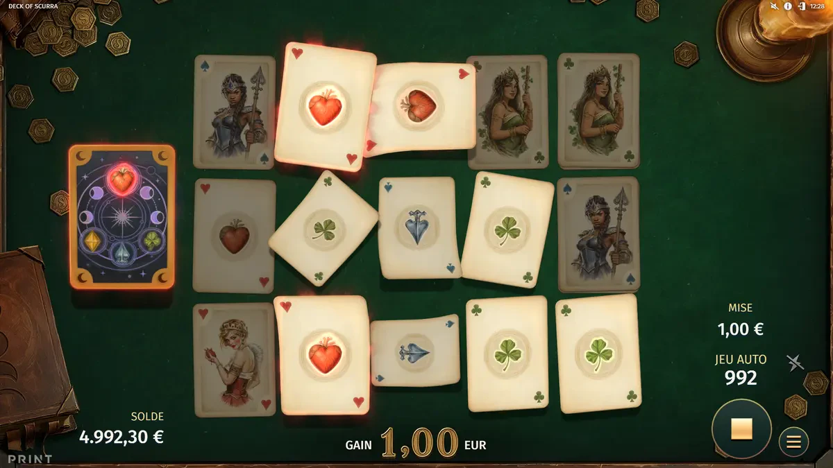 carte lunaire violette sur deck of scurra