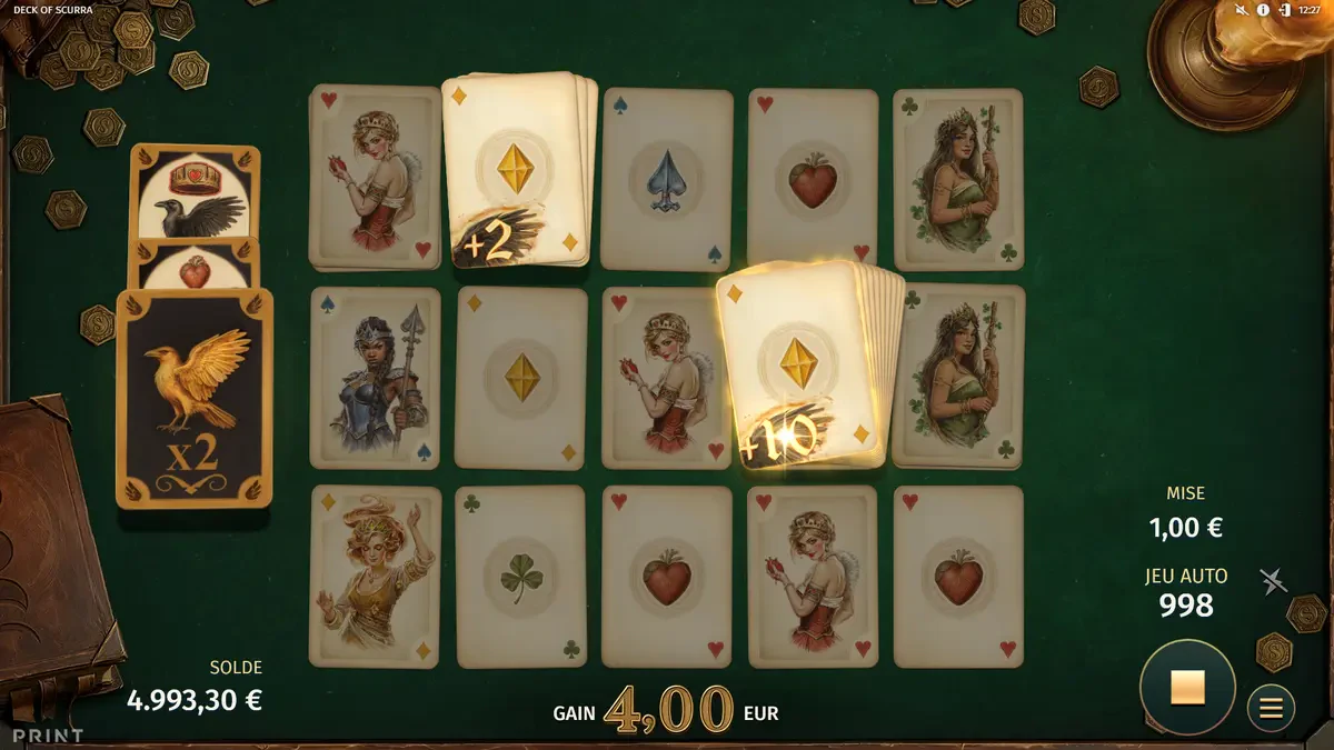 carte corbeau doré sur deck of scurra