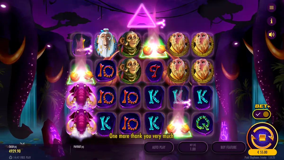 accès aux free spins de pink elephants trinity