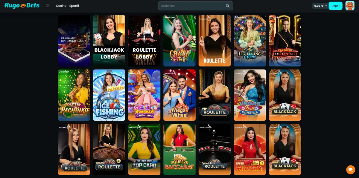 live casino hugobets