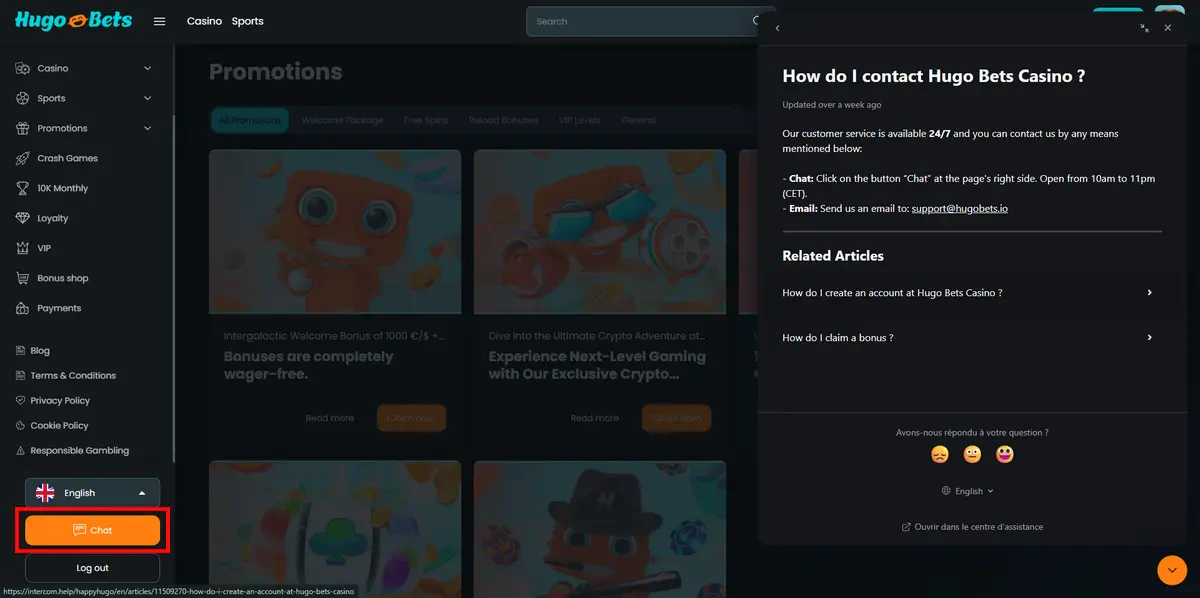 service client de hugobets