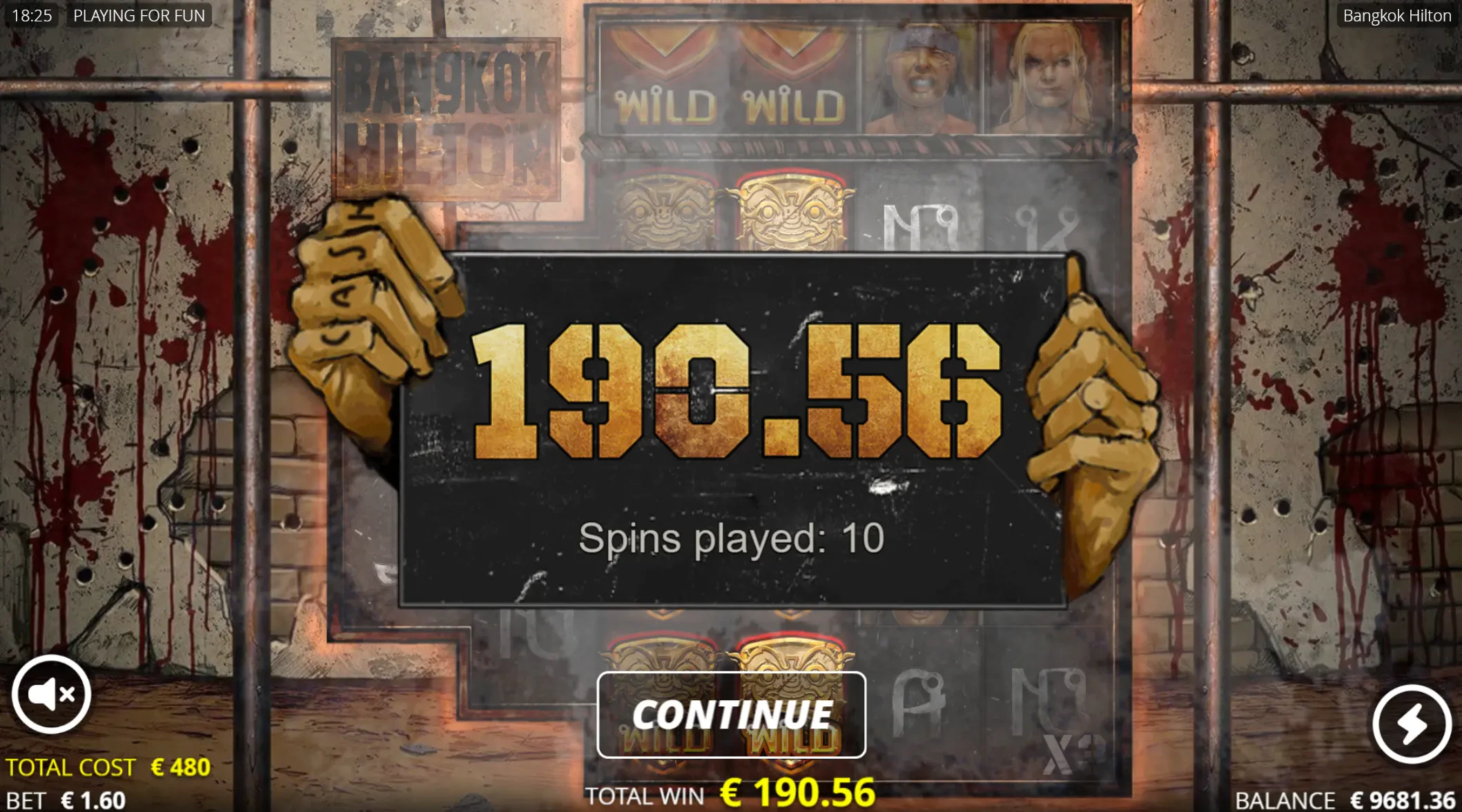 Ganhos das Rodadas Grátis: essa é a tela ao final das rodadas grátis e mostra o valor ganho acumulado.