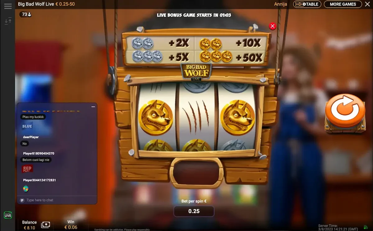 Big Bad Wolf Live top up game Quickspin