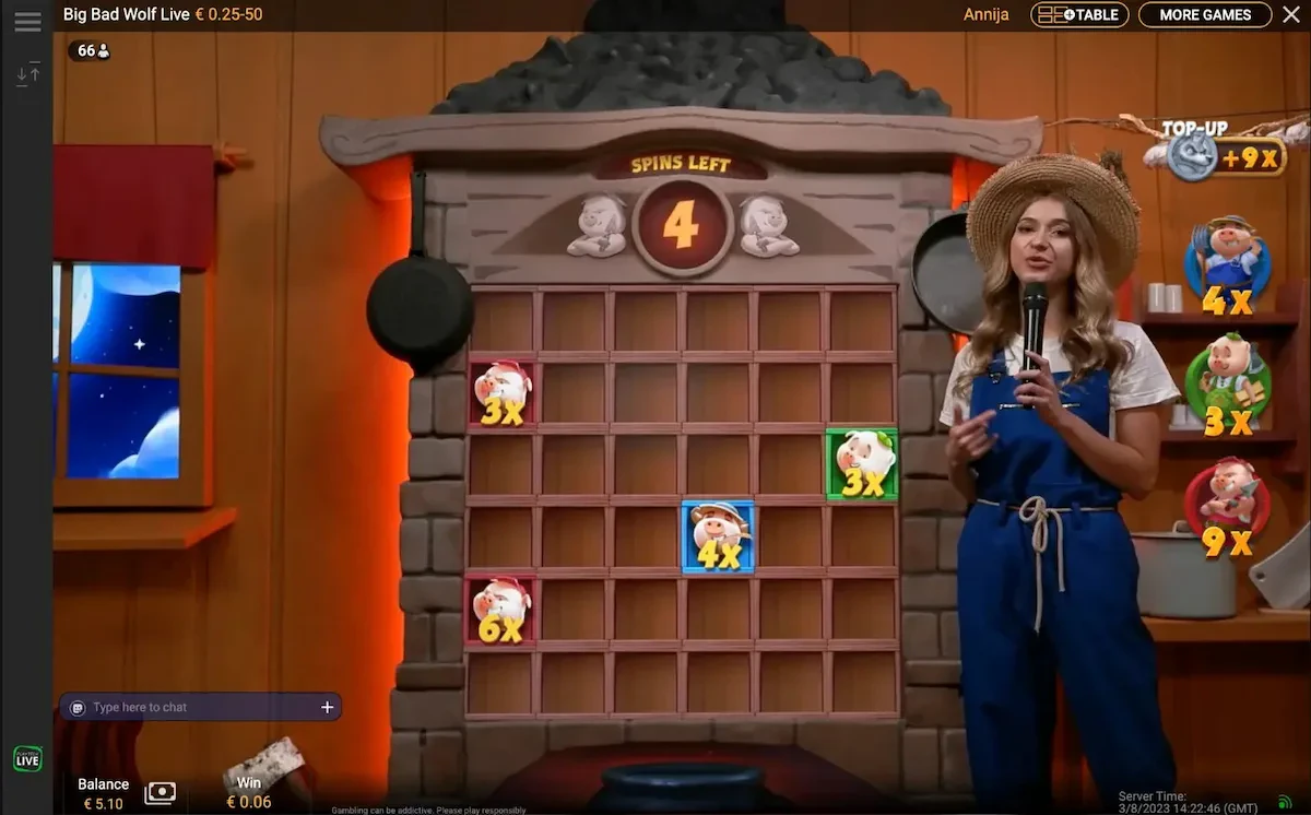 Big Bad Wolf Live multiplier collecter game