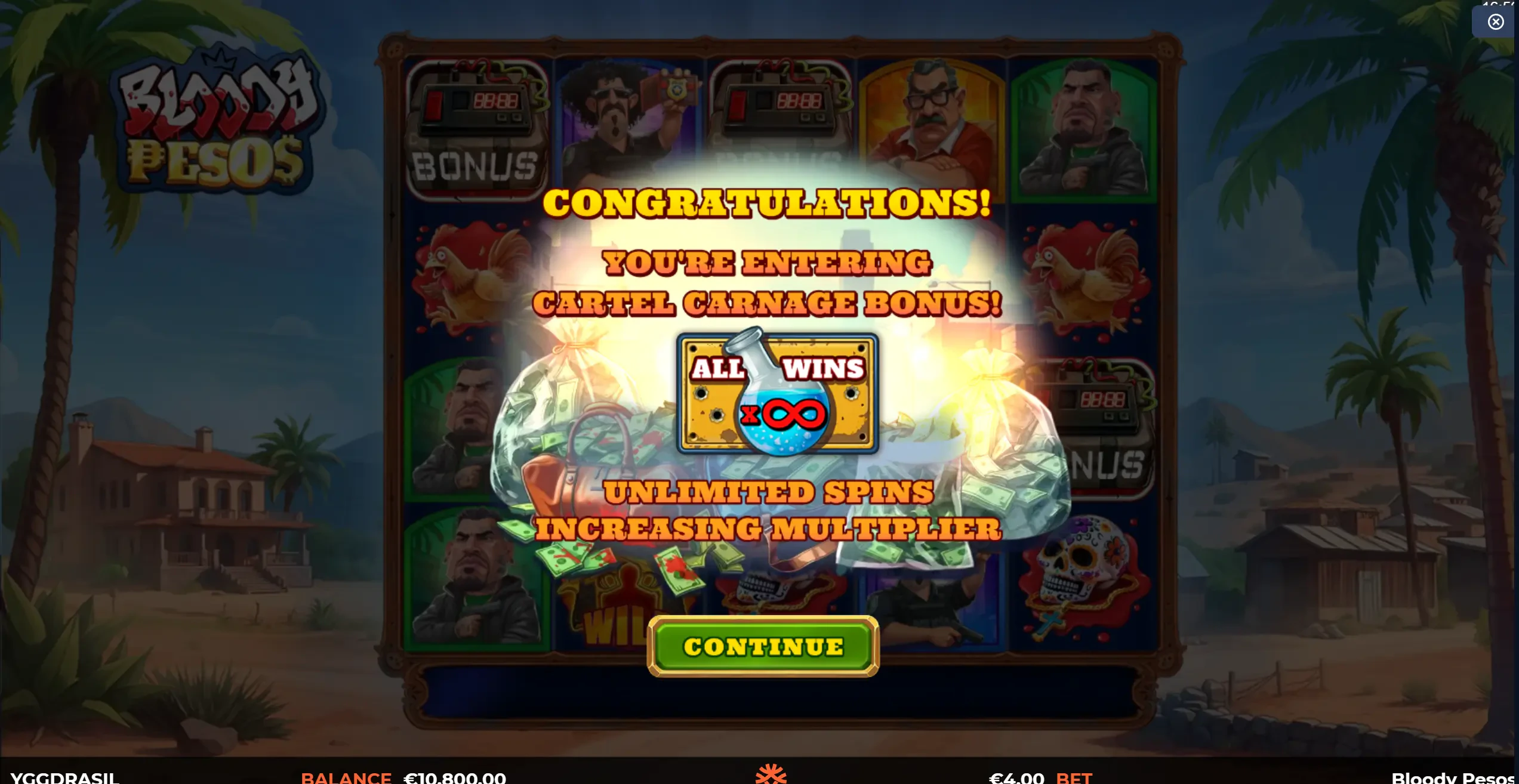 Visual das Rodadas Grátis: Tela exibida ao acumular os símbolos necessários para ativar as rodadas grátis. 