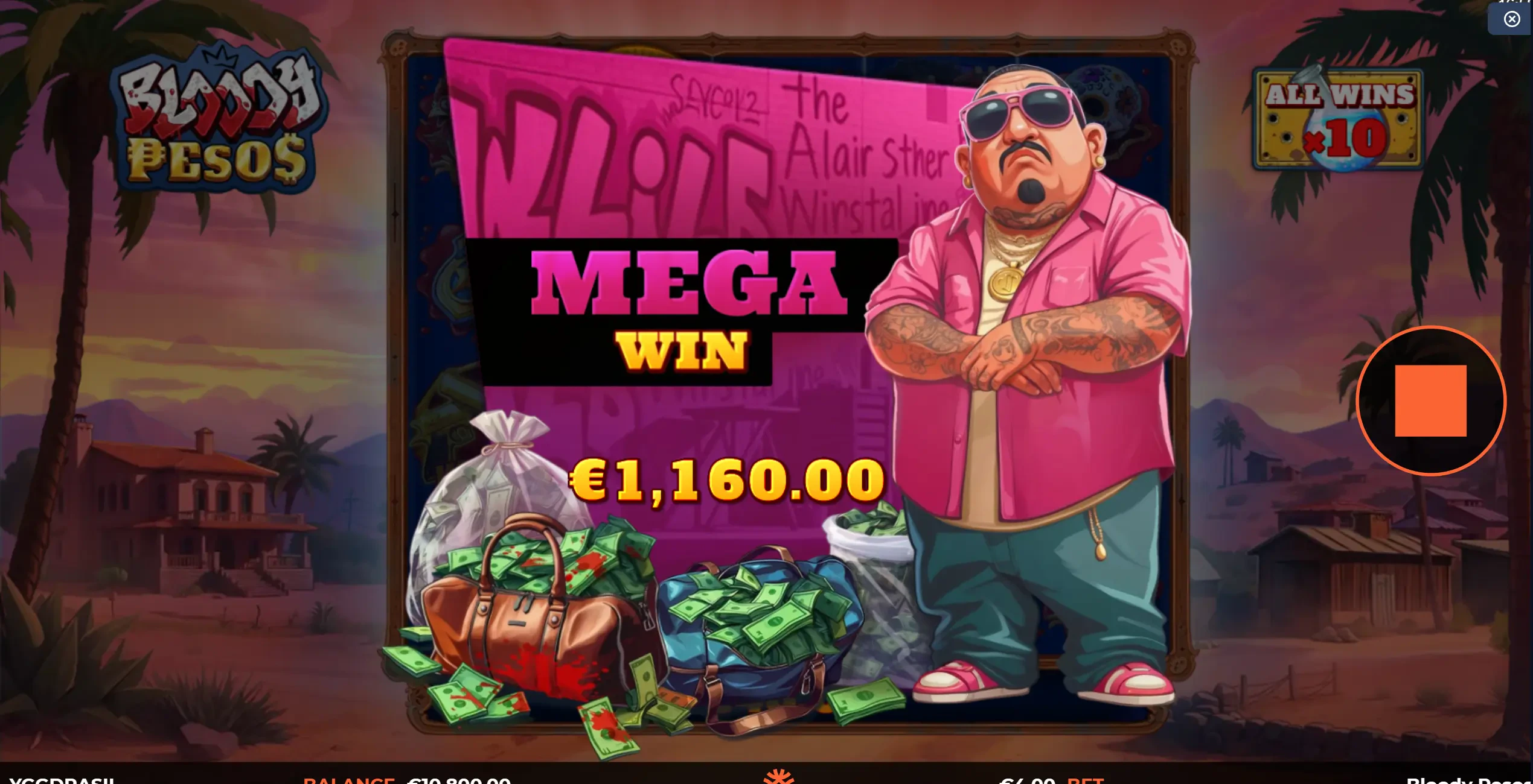 Tela ao Conseguir um Mega Ganho: a animação ao conseguir uma vitória gigante.