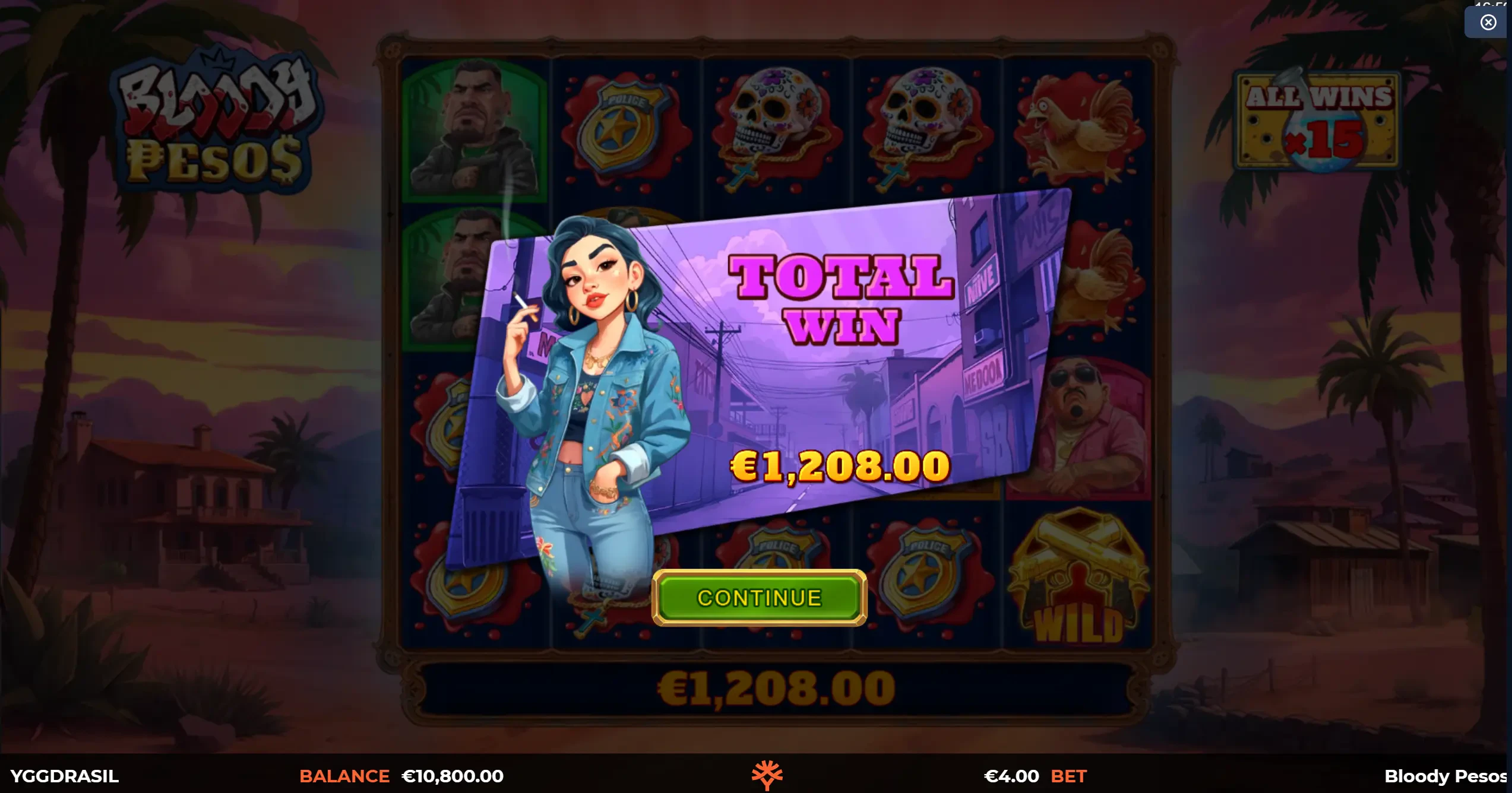 Ganhos das Rodadas Grátis: essa é a tela ao final das rodadas grátis e mostra o valor ganho acumulado.