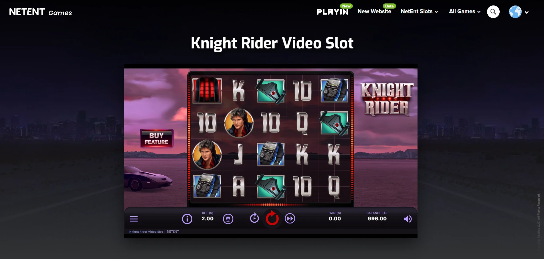The Knight Rider slot machine developed by software provider NetEnt